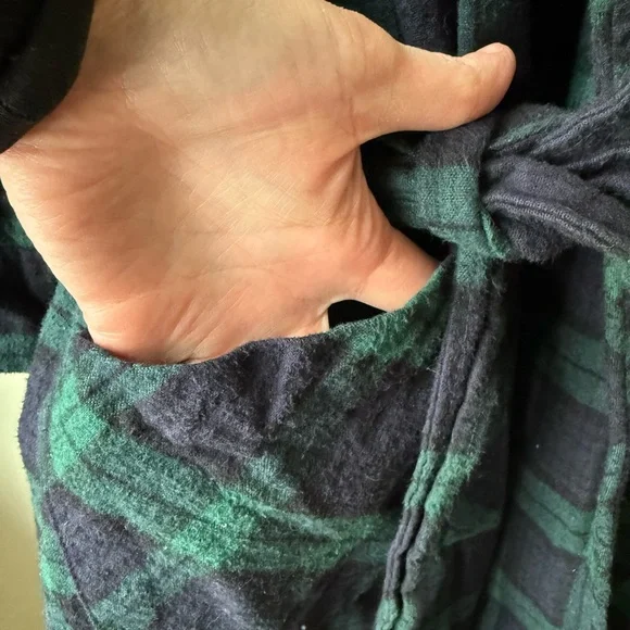 VERMONT COUNTRY STORE Portuguese Flannel Wrap Robe Plaid Blackwatch Cotton M - Picture 3 of 5